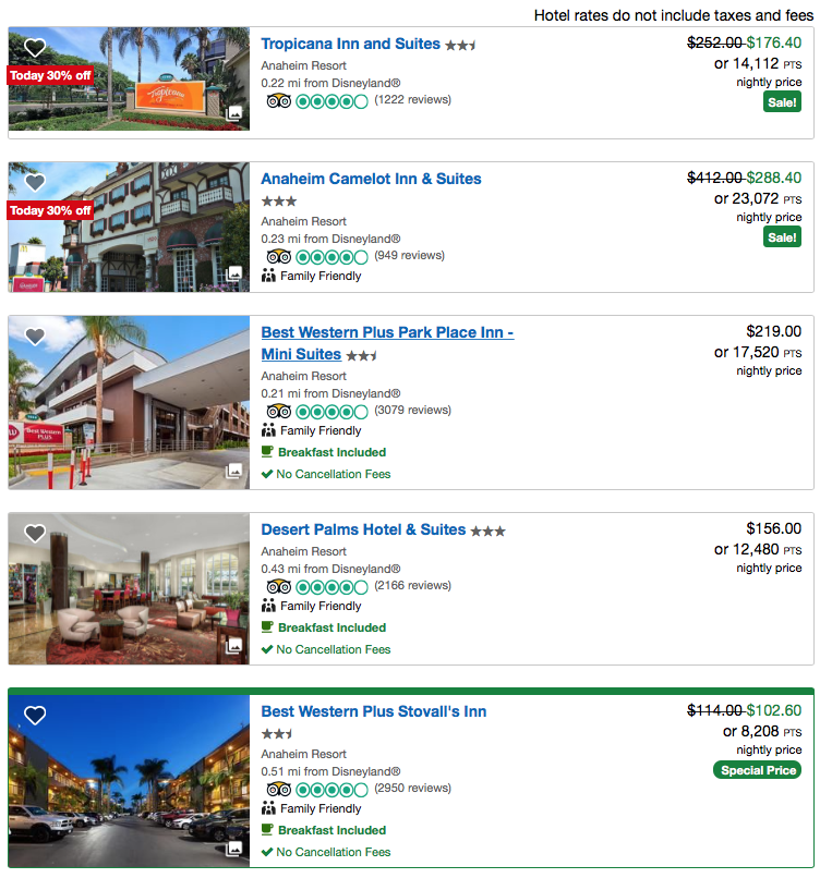 Hotels near Disneyland with cost