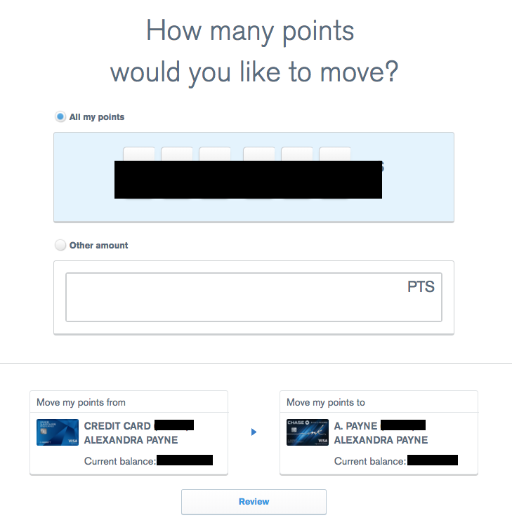 Webpage screenshot were it asks how many points you want to move.