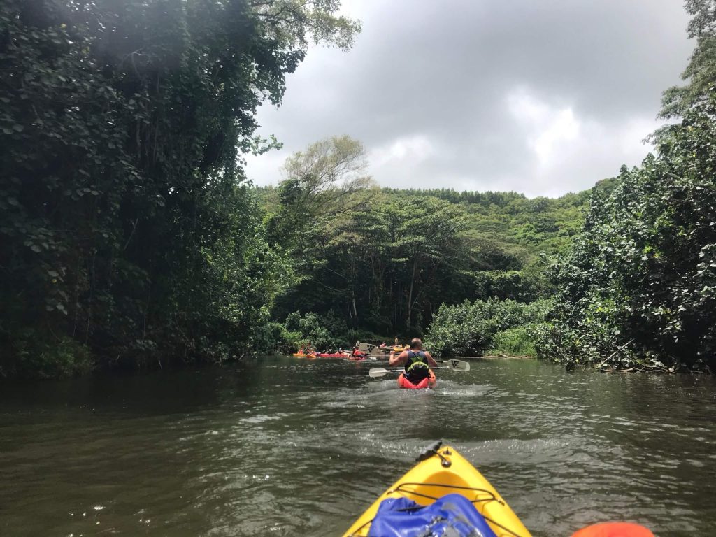 Kayaking Wailea River in Kauai