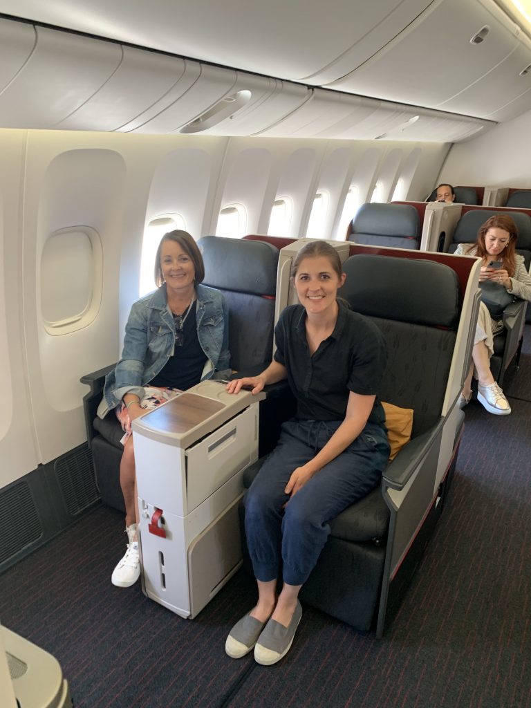 Mother and Daughter flying business class on Turkish Airlines