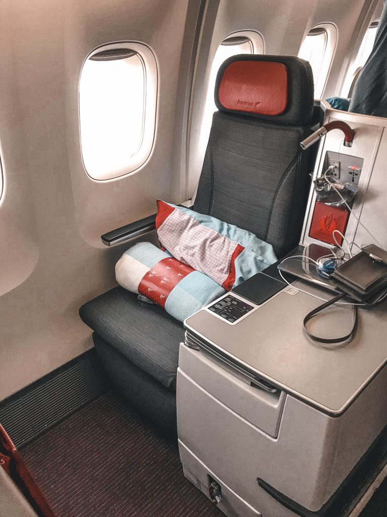 Business class seat on Austrian Airlines