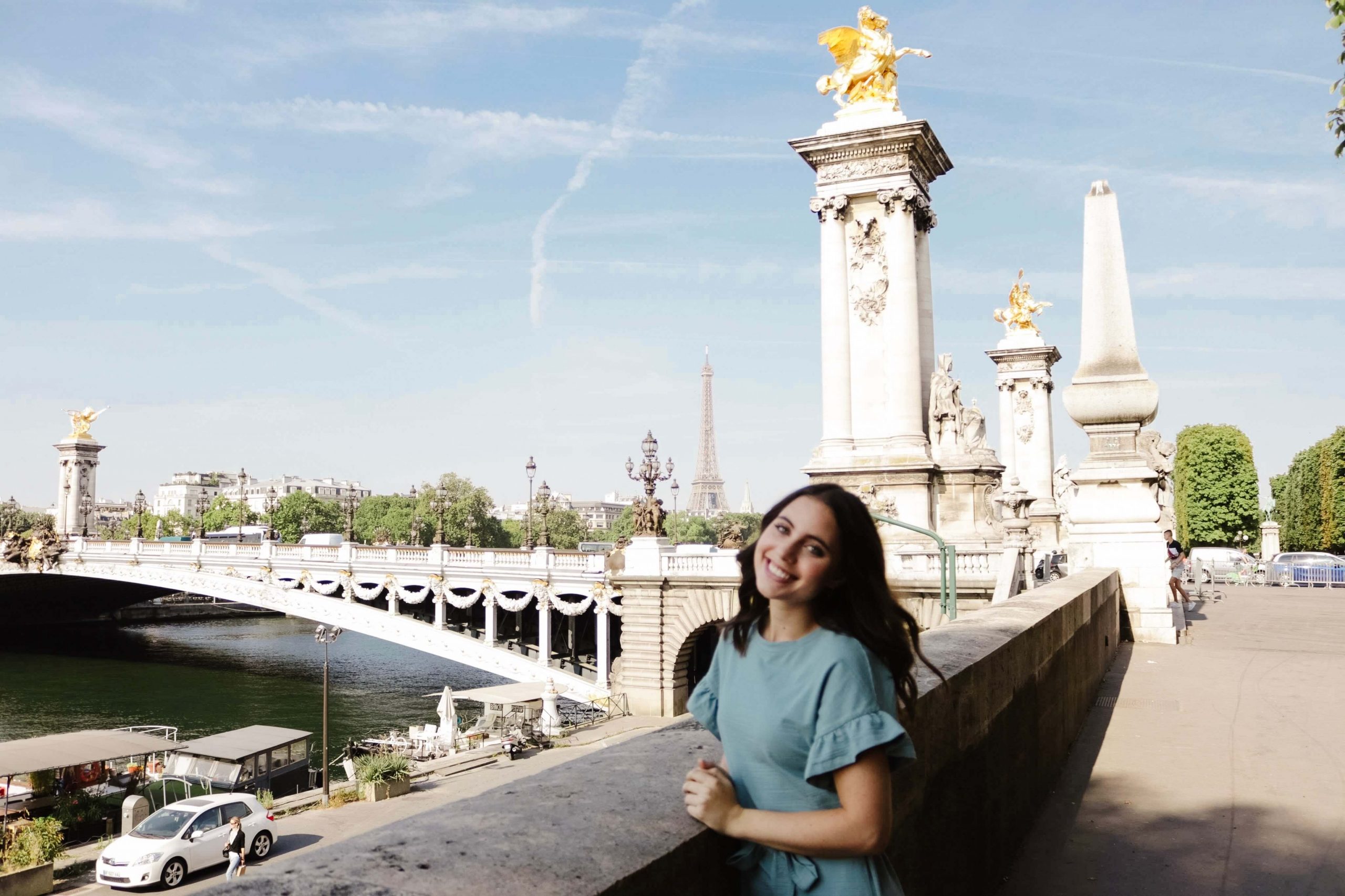 Girl in Paris who got there free with Travel Hacking