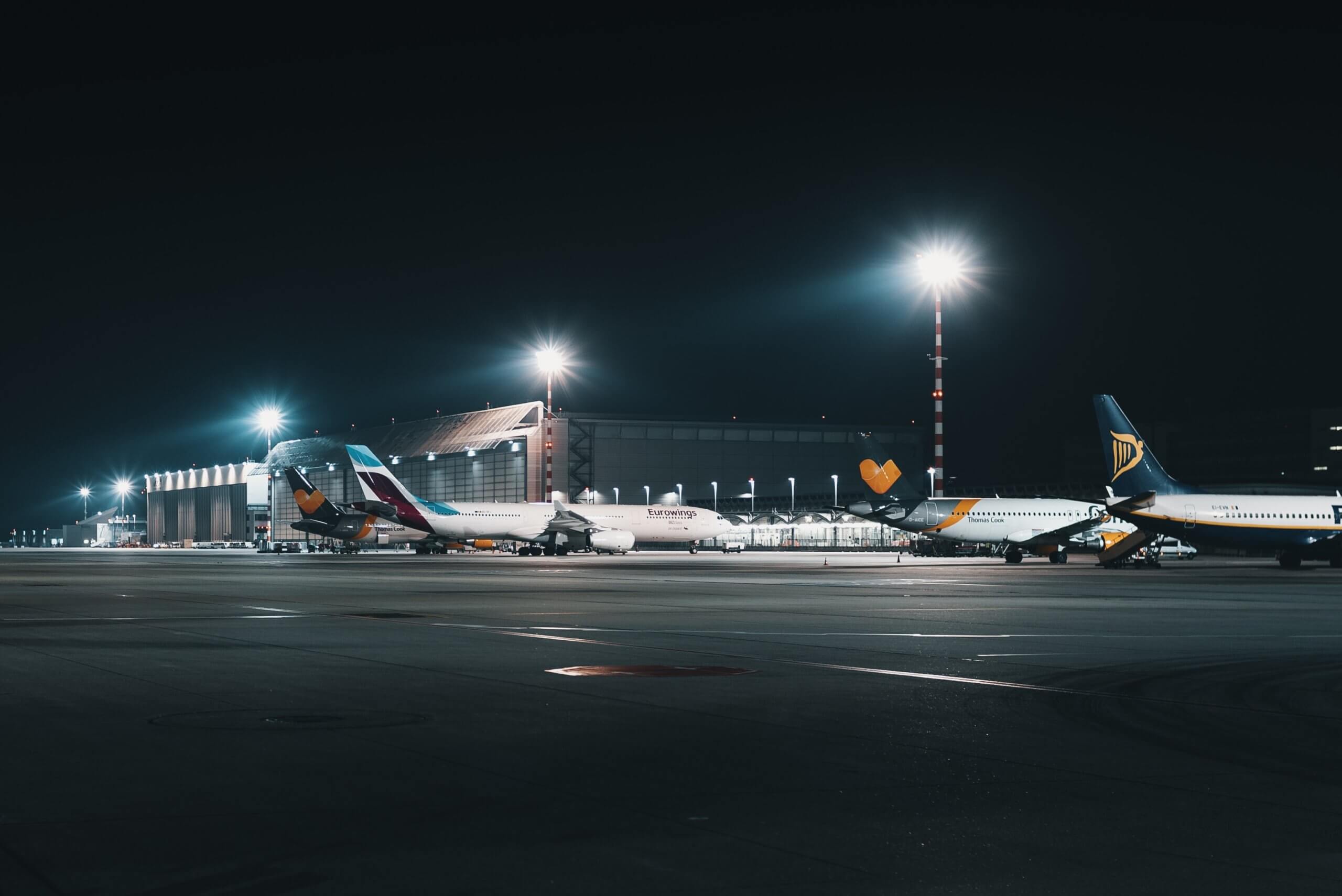 Small airport at night