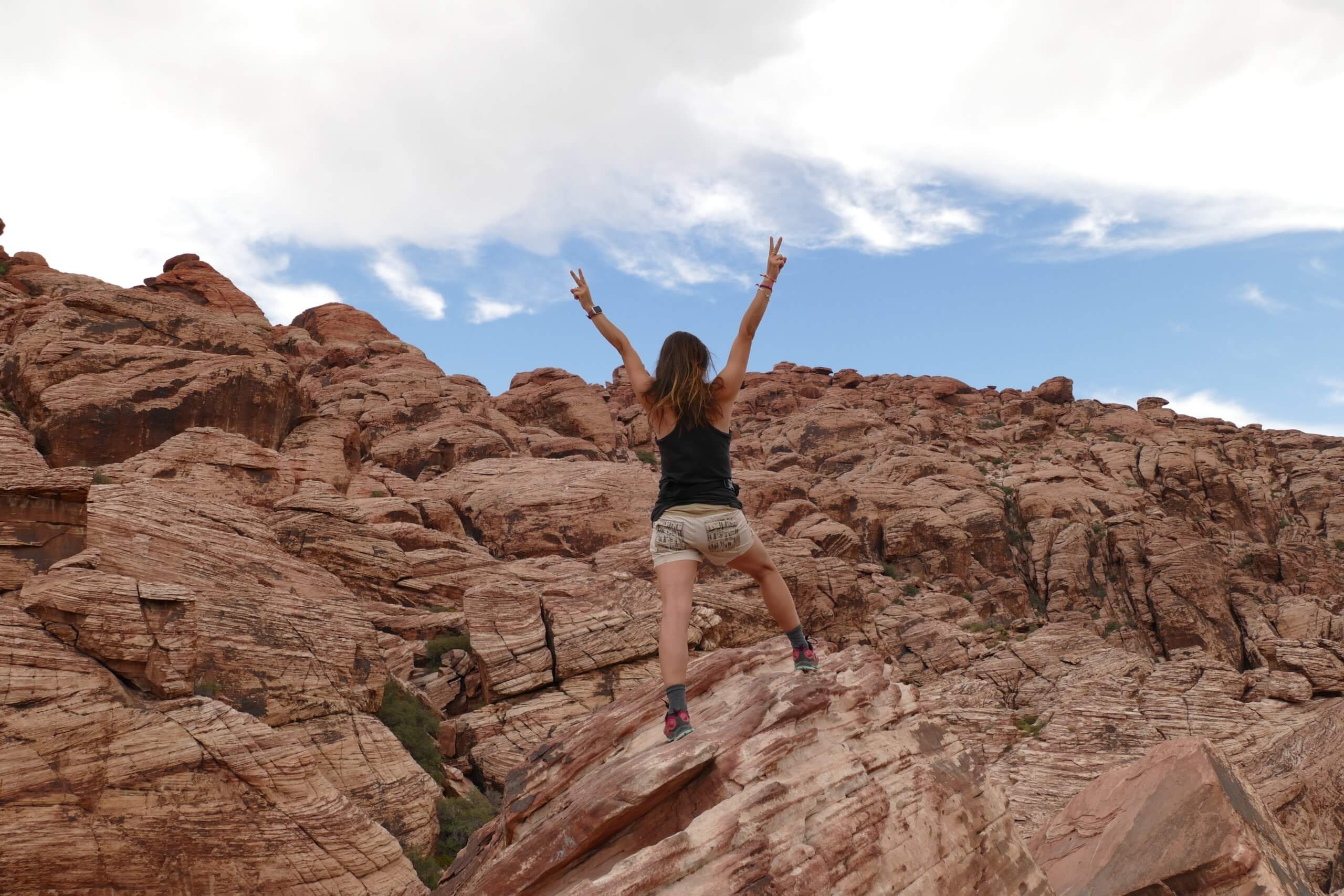 Girl hiking at Red Rocks outside of Las Vegas