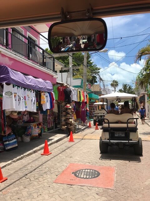 Golf Cart in Mexican road