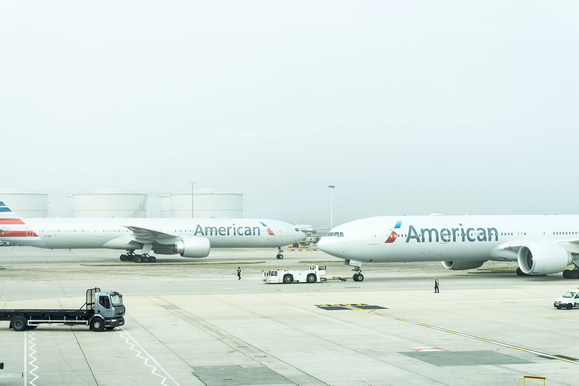 American Airlines planes taxing