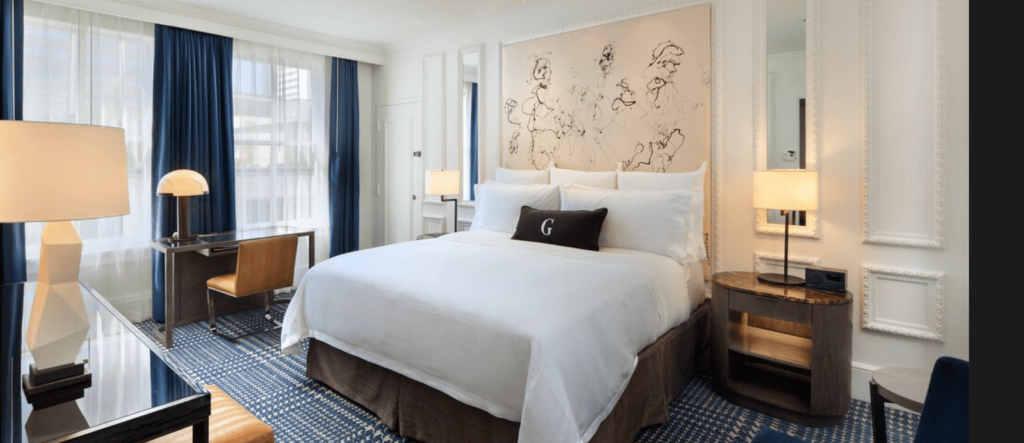 Hotel room with king size bed