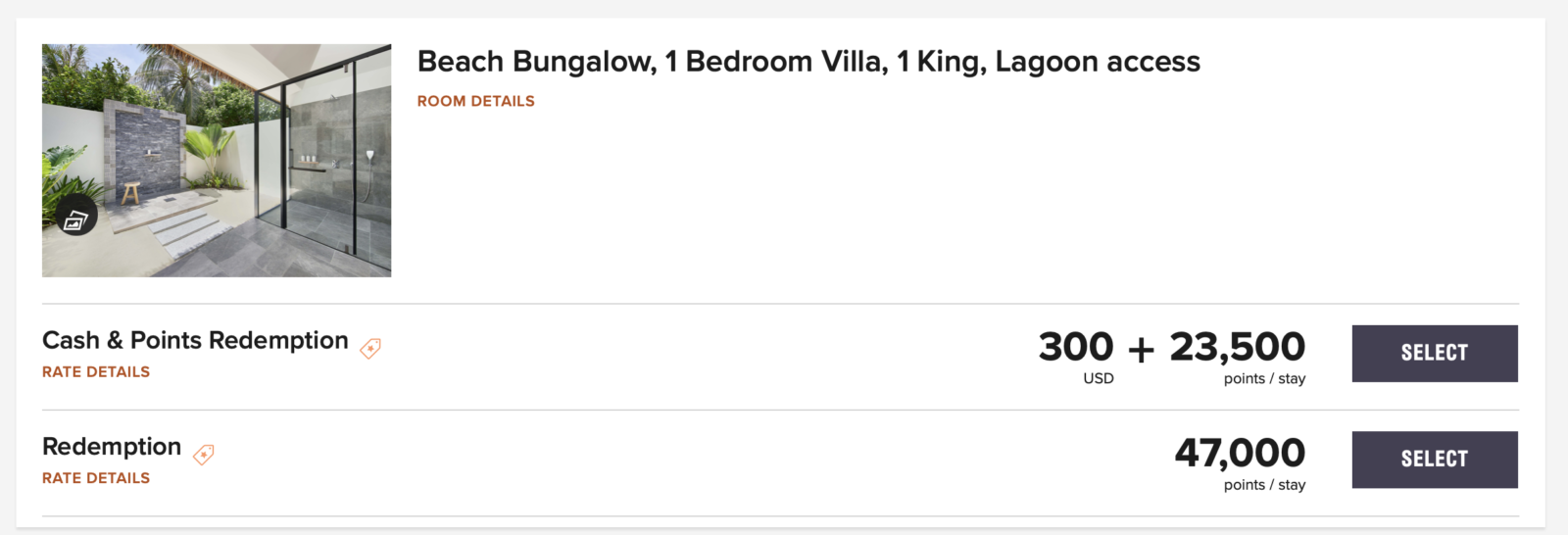 Screenshot award prices of hotel