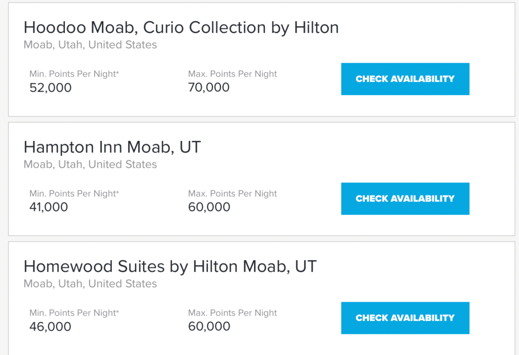 Hilton Moab hotel prices
