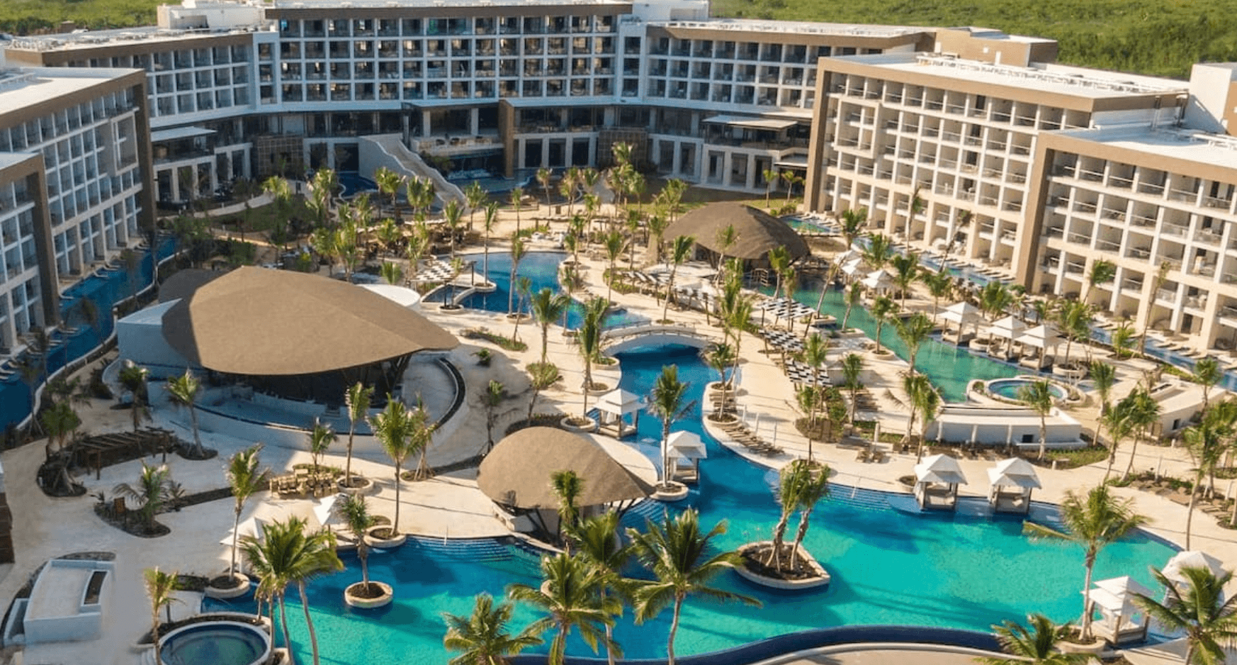 Large hotel with multiple pools