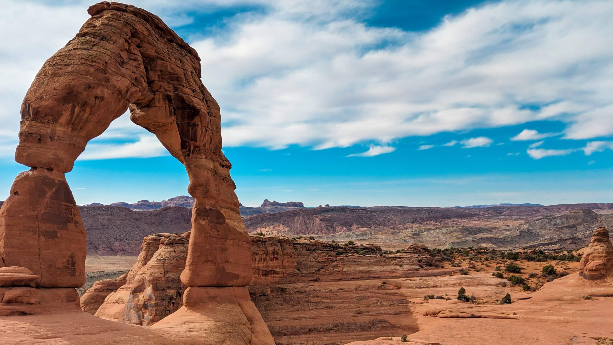 red rocks in an arch