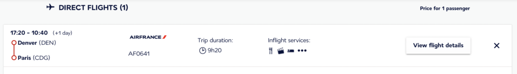 Screenshot Air France Flight