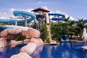 Hotel water park with water slides
