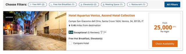 Screenshot Venice hotel stay
