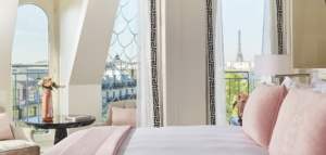 hotel room in Paris with Eiffel Tower views