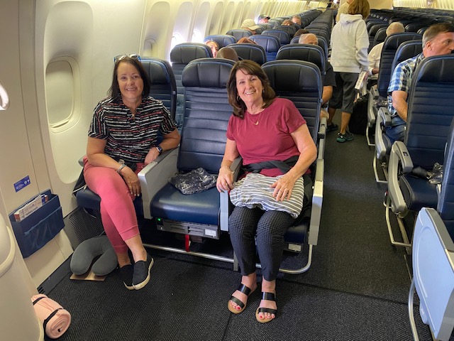 Two women on plane