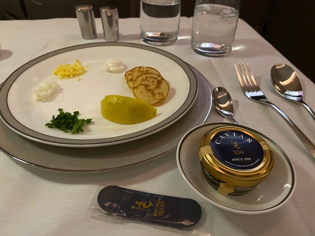 Caviar and a plate of accompa