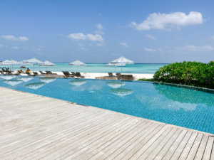 Le Meridien Maldives view from the pool 