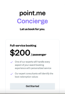 Screenshot of Point.me concierge service