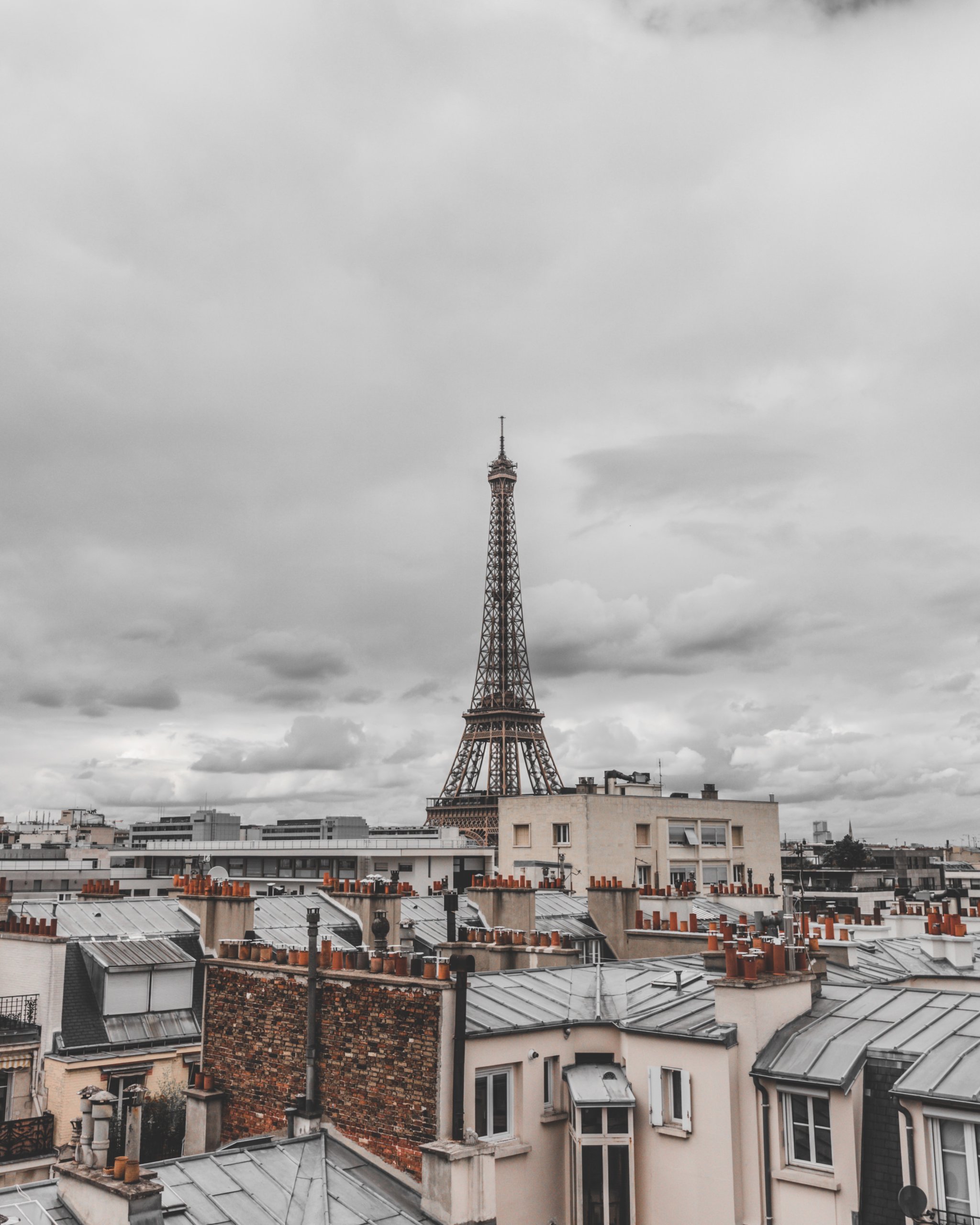City with large tower in background