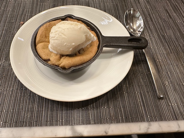 Cookie in a skillet with ice cream