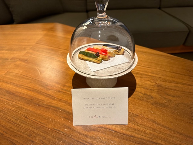 Small eclairs as hotel welcome gift.