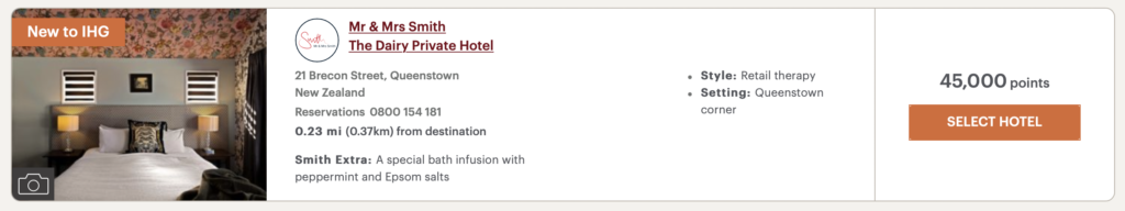 Screenshot hotel costs