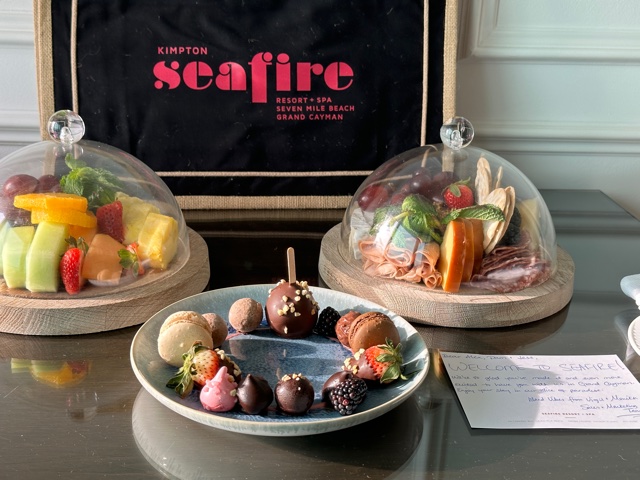 Seafire bag with welcome plates of food