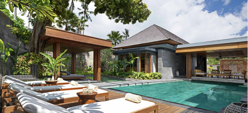 Pool area at Bali hotel