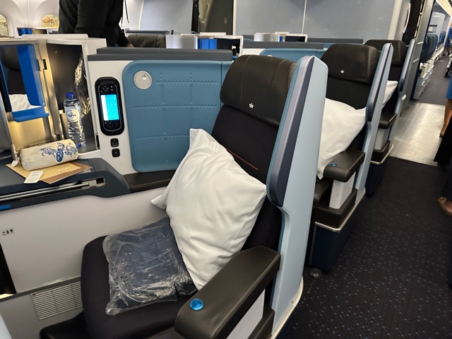 Business Class seat on airplane