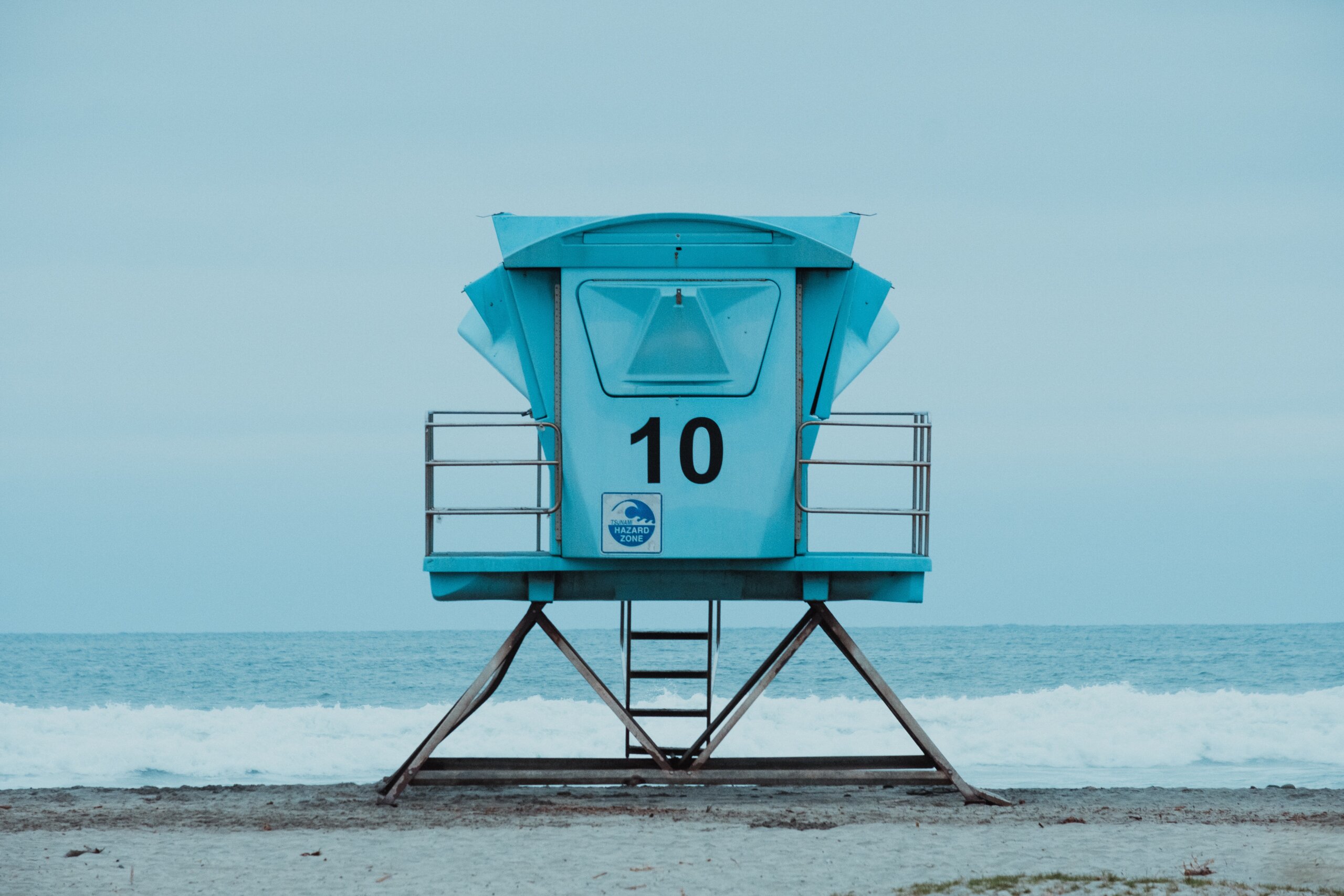 Lifeguard station with number 10 on it at beach