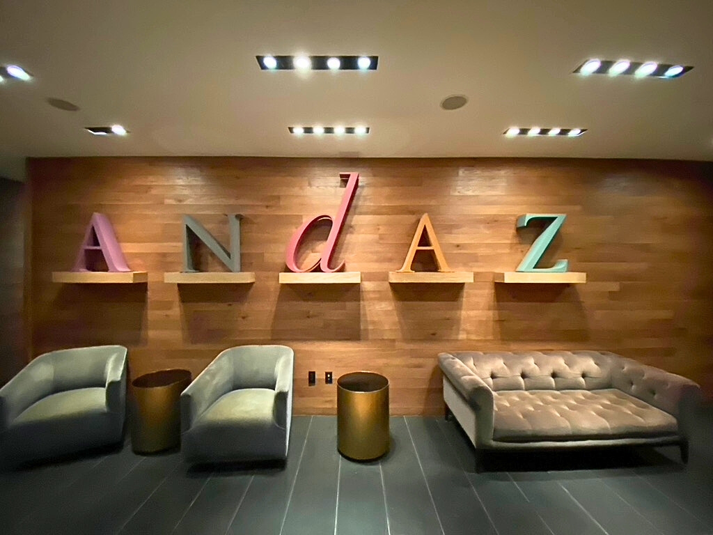 lobby area of hotel with name ANDAZ
