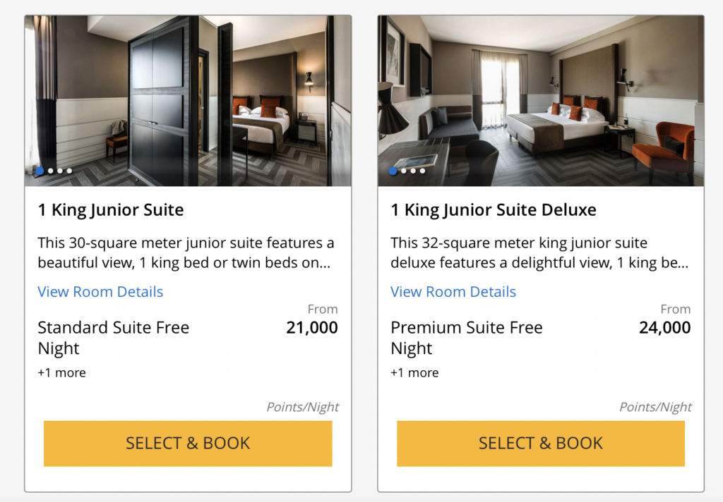 Screenshot hotel room prices